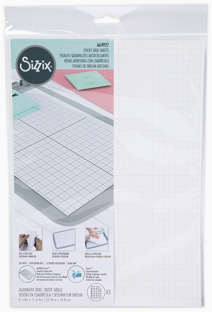 Sizzix Accessory Sticky Grid Sheets 8.25"X11.75"-5 Sheets